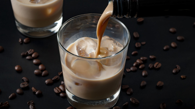 Irish cream pouring into glass