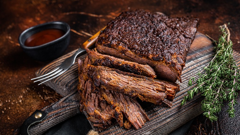 brisket served on cutting board