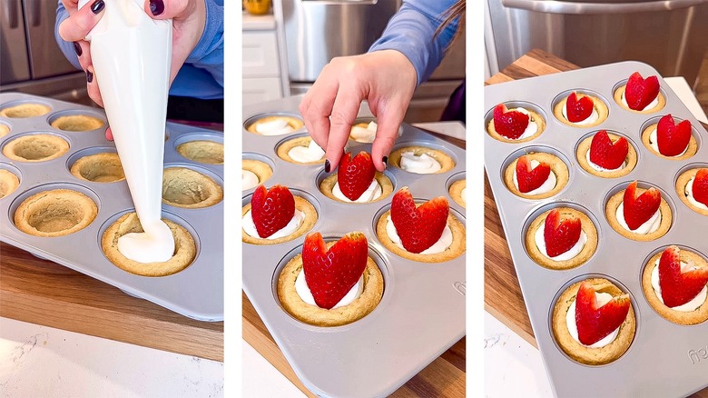 making shortcake in a muffin tin