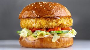 shrimp burger on bun