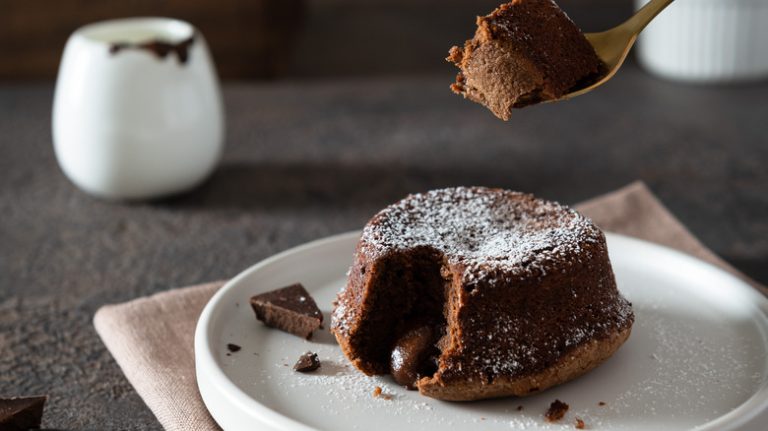 unmolded chocolate souffle